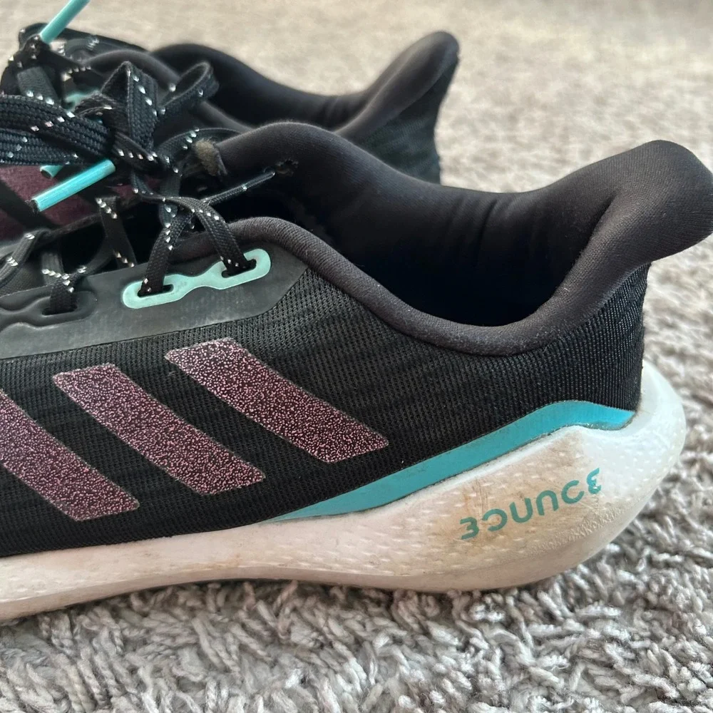 Adidas‎ Bounce Running Shoes Black Purple Teal Women's Size 5 Sneakers